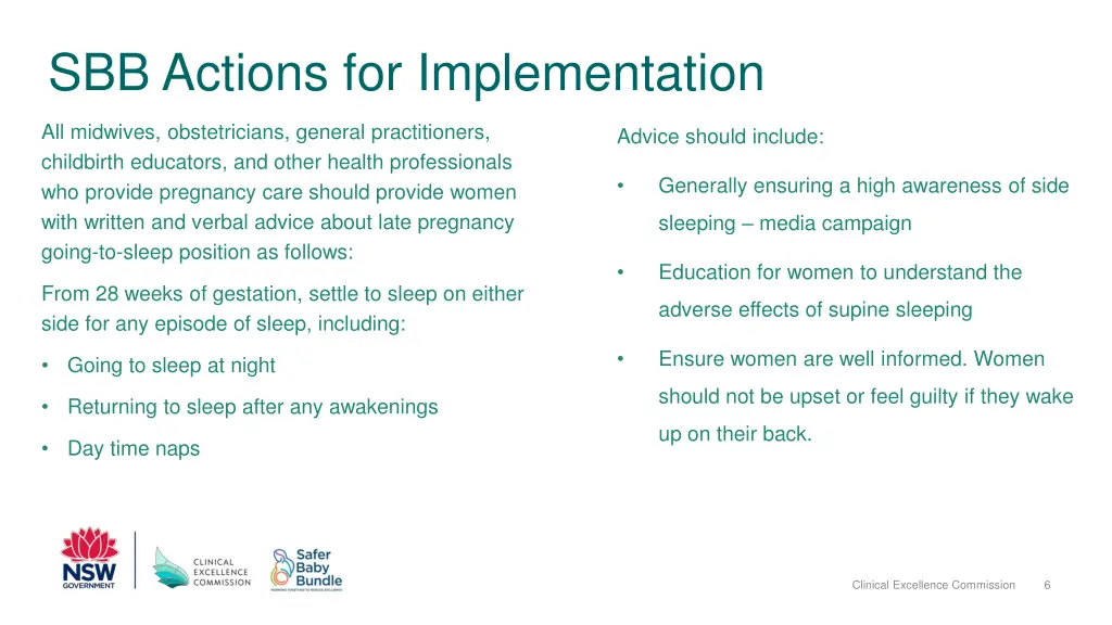 sbb actions for implementation