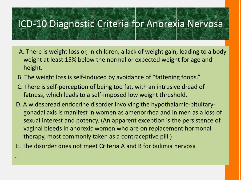 icd 10 diagnostic criteria for anorexia nervosa 1