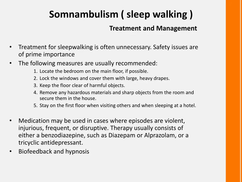 somnambulism sleep walking treatment