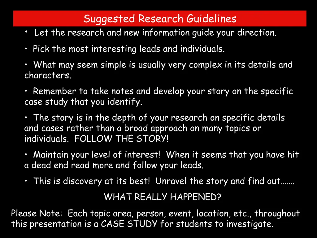 suggested research guidelines