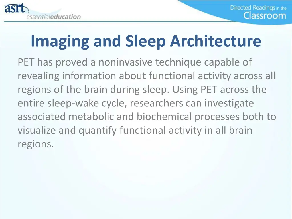 imaging and sleep architecture