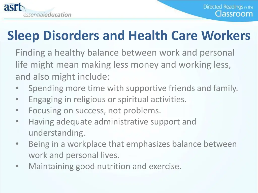 sleep disorders and health care workers finding