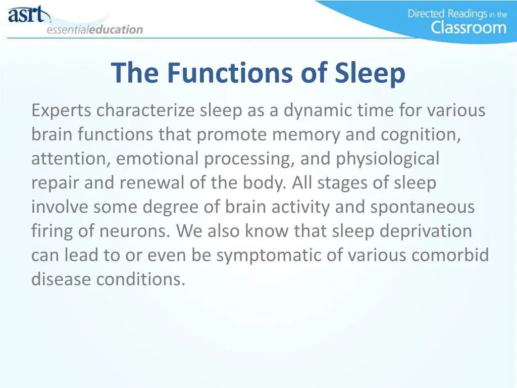 the functions of sleep