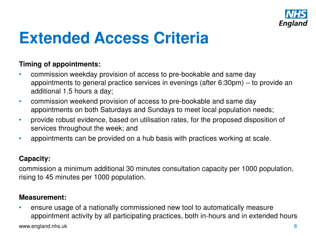 extended access criteria