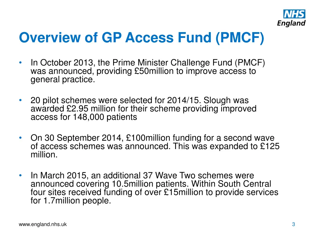 overview of gp access fund pmcf