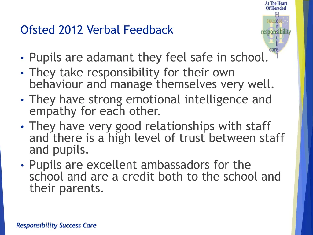 ofsted 2012 verbal feedback