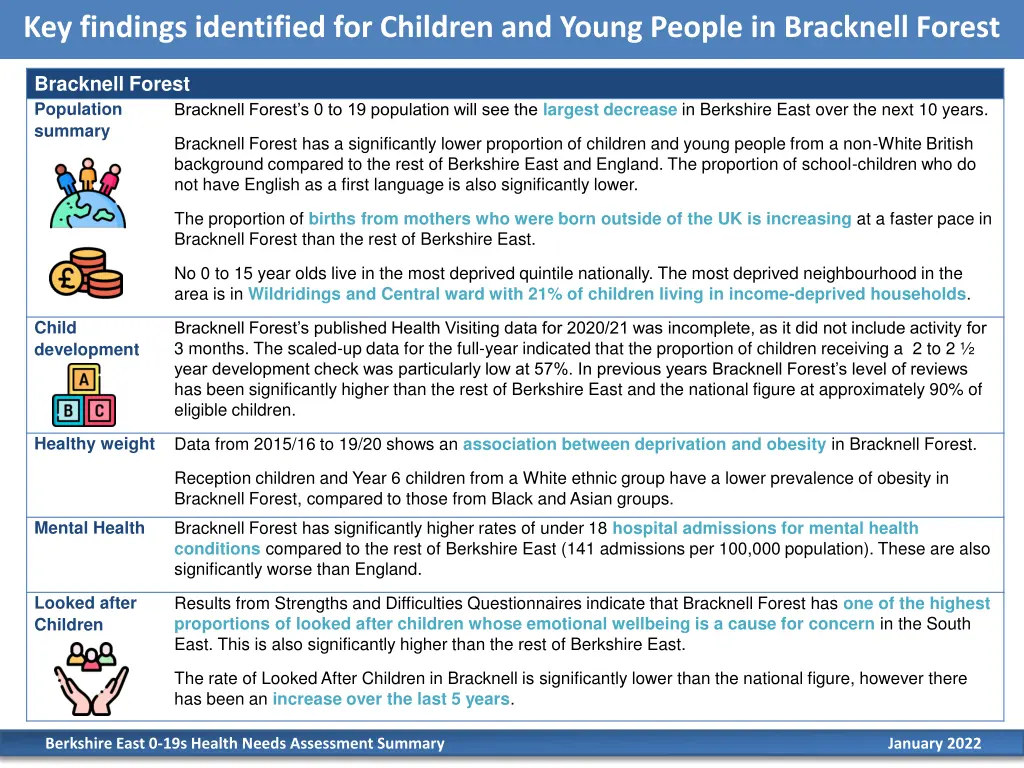 key findings identified for children and young 1