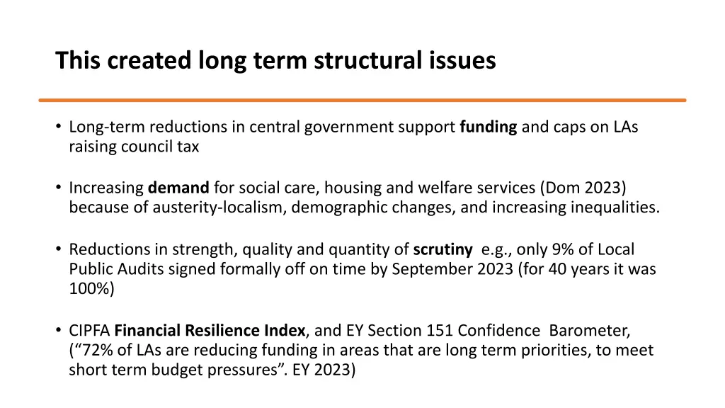 this created long term structural issues