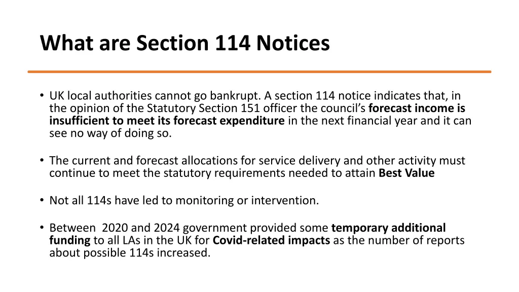 what are section 114 notices