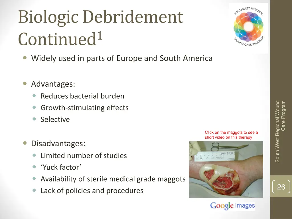 biologic debridement continued 1 widely used