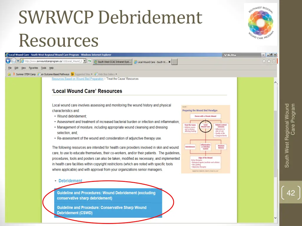 swrwcp debridement resources