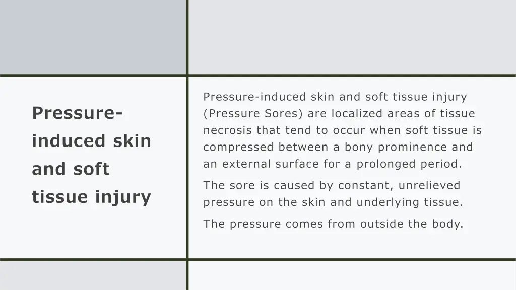 pressure induced skin and soft tissue injury