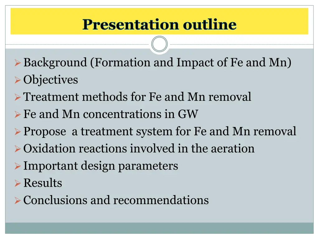 presentation outline