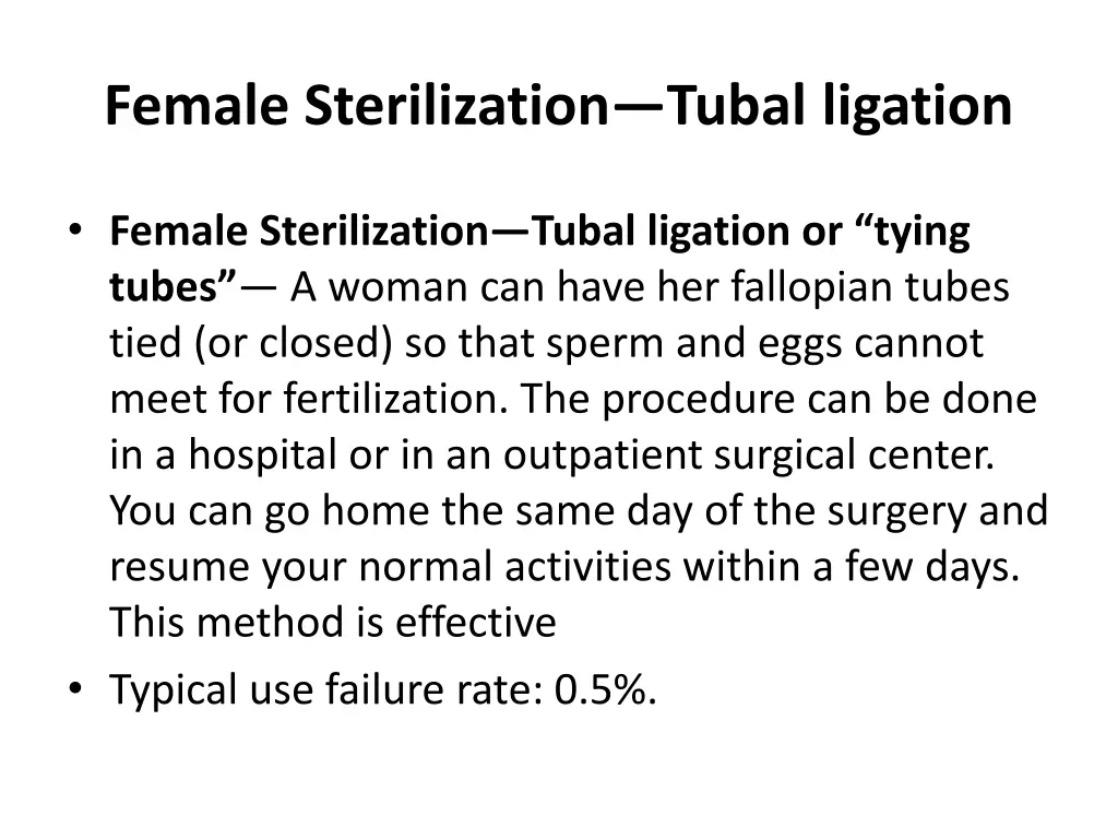 female sterilization tubal ligation