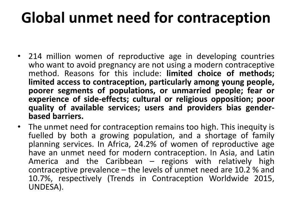 global unmet need for contraception