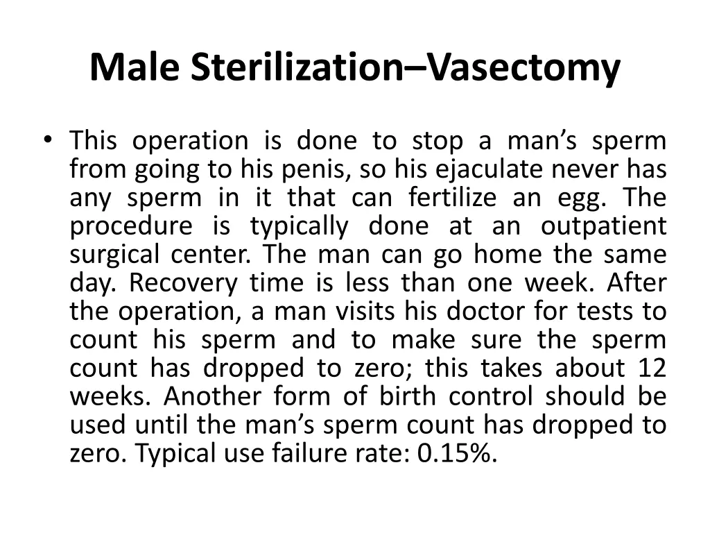 male sterilization vasectomy