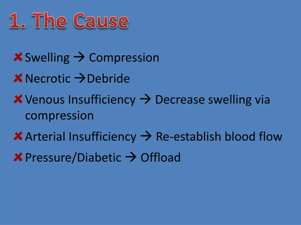 swelling compression necrotic debride venous