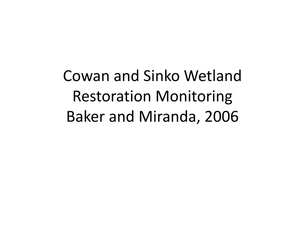 cowan and sinko wetland restoration monitoring