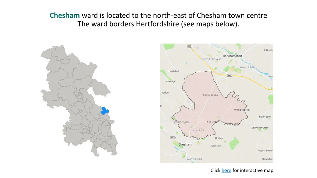 chesham ward is located to the north east