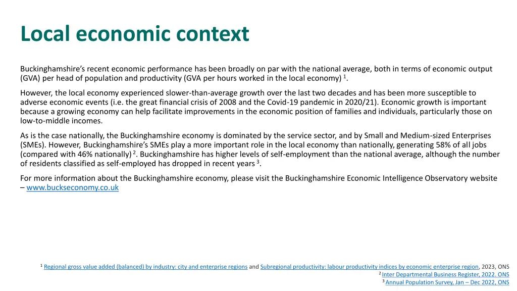 local economic context