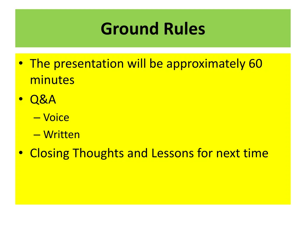 ground rules