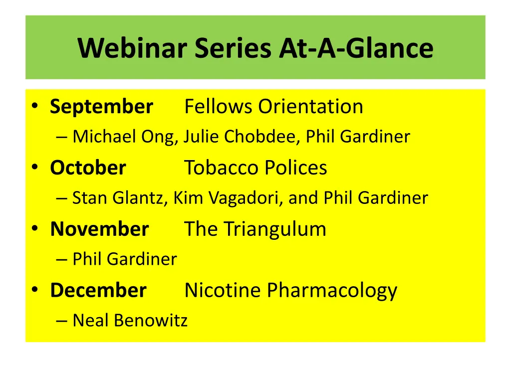 webinar series at a glance