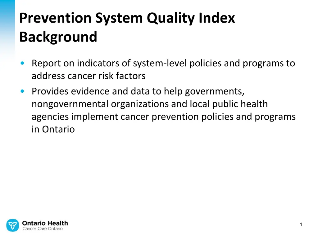 prevention system quality index background