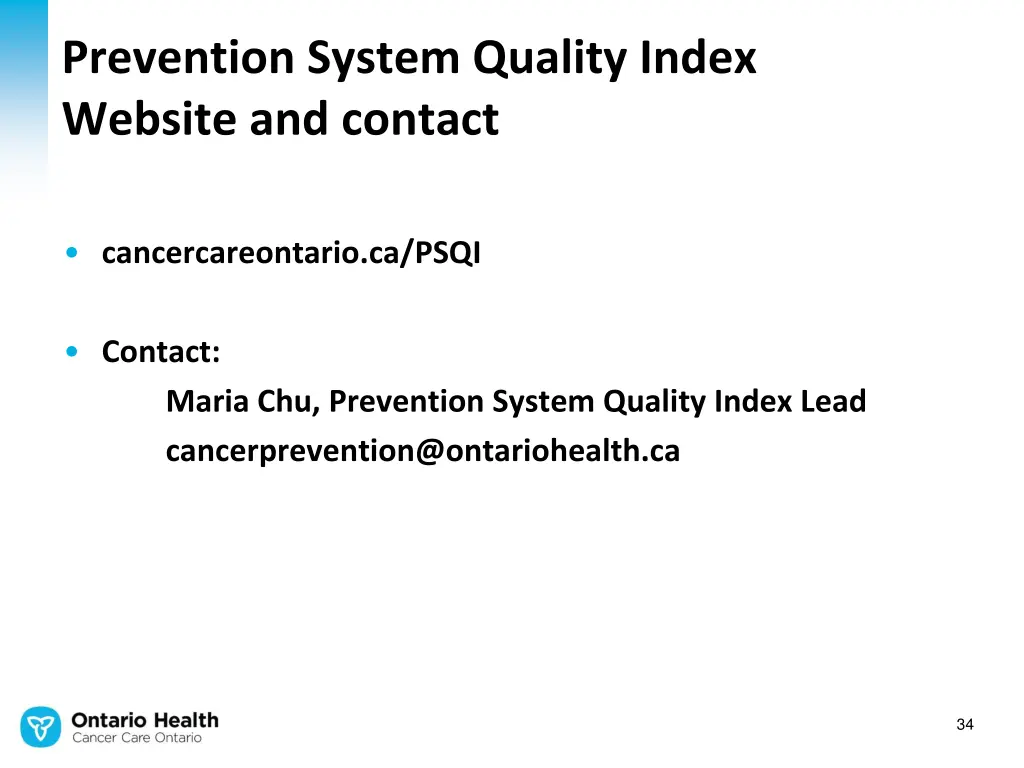 prevention system quality index website