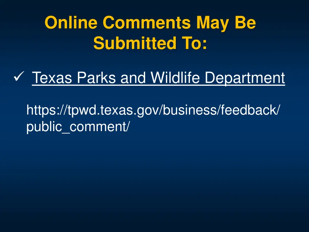 online comments may be submitted to