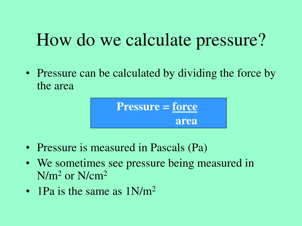 how do we calculate pressure