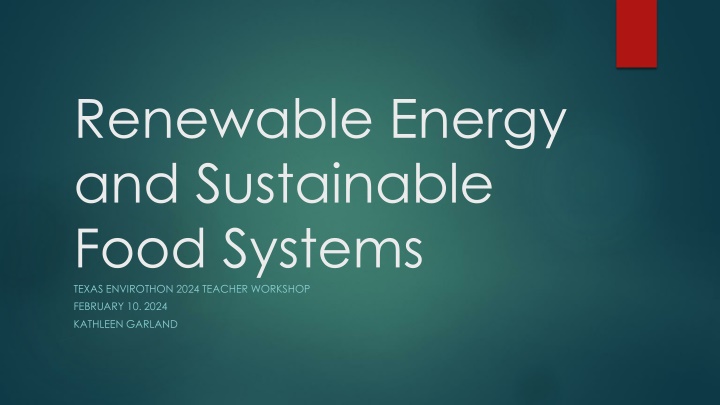 renewable energy and sustainable food systems