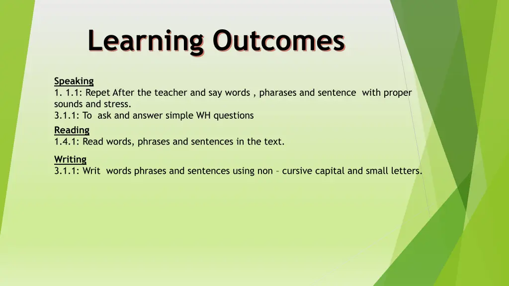 learning outcomes