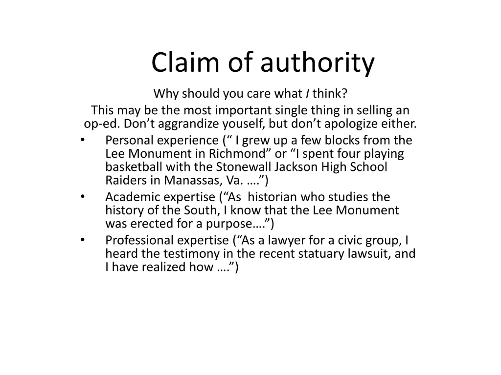 claim of authority