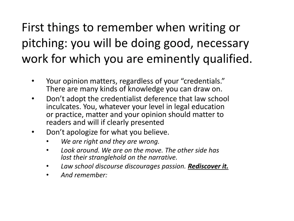 first things to remember when writing or pitching