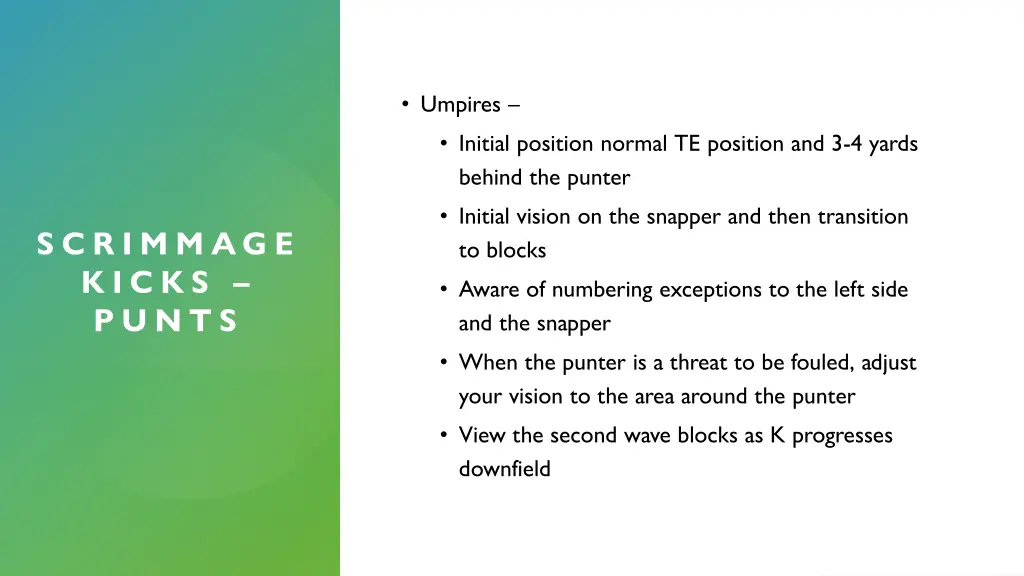 umpires initial position normal te position