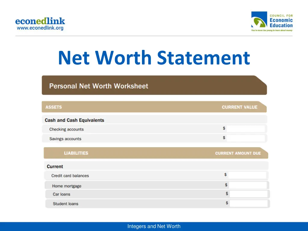 net worth statement