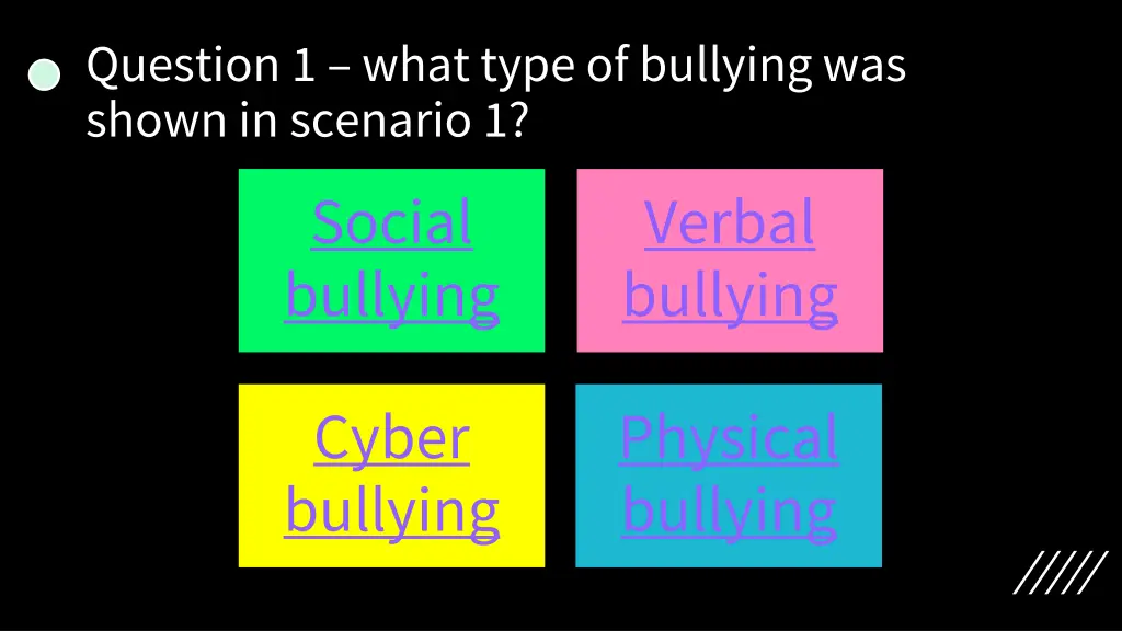 question 1 what type of bullying was shown