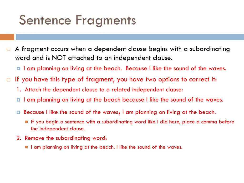 sentence fragments