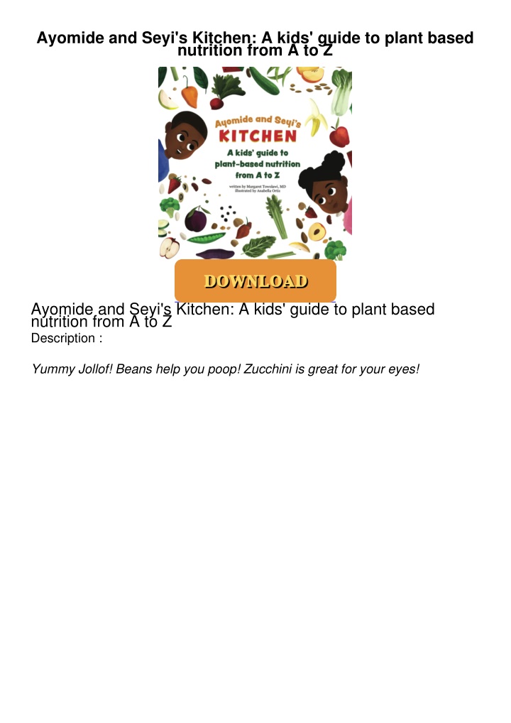 ayomide and seyi s kitchen a kids guide to plant