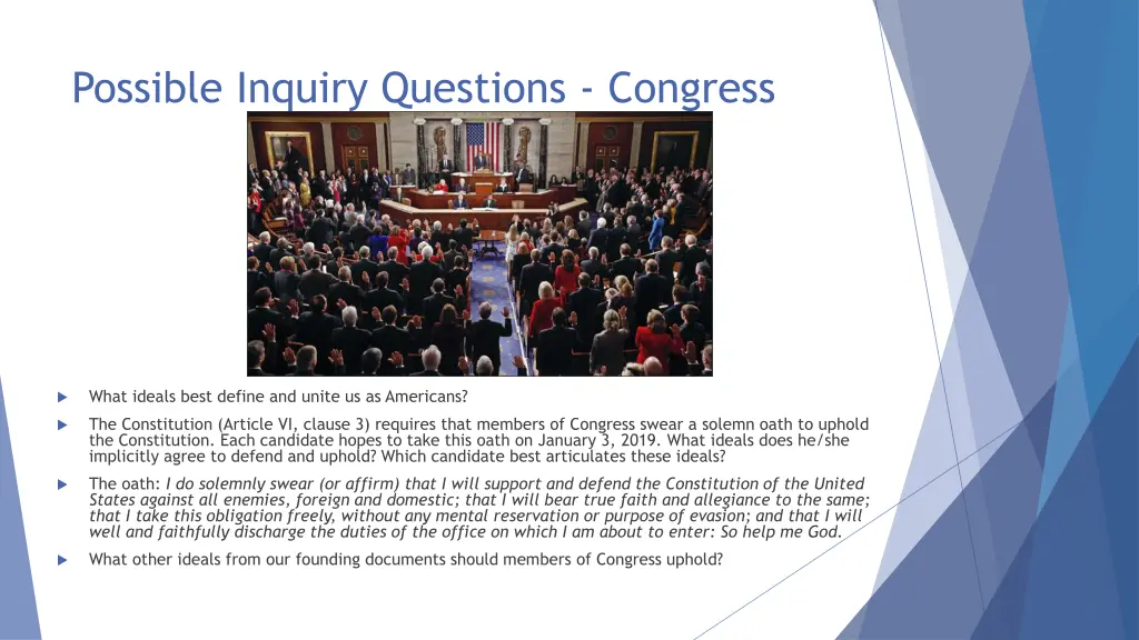 possible inquiry questions congress