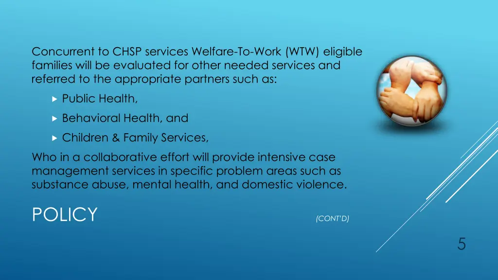 concurrent to chsp services welfare to work