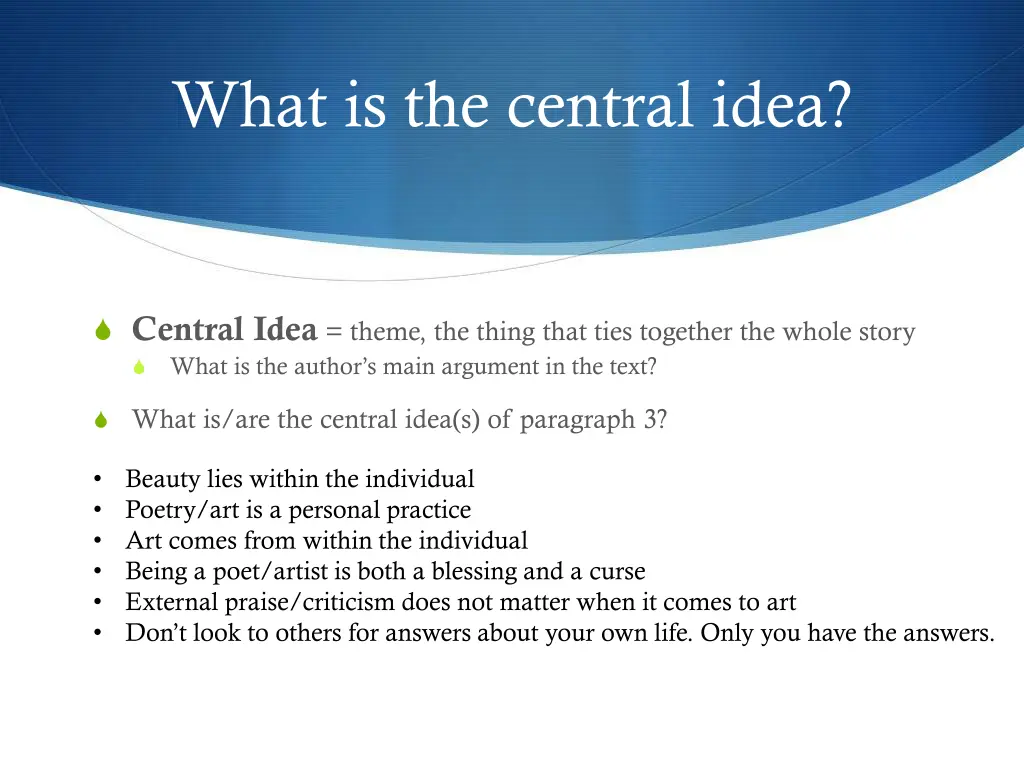 what is the central idea