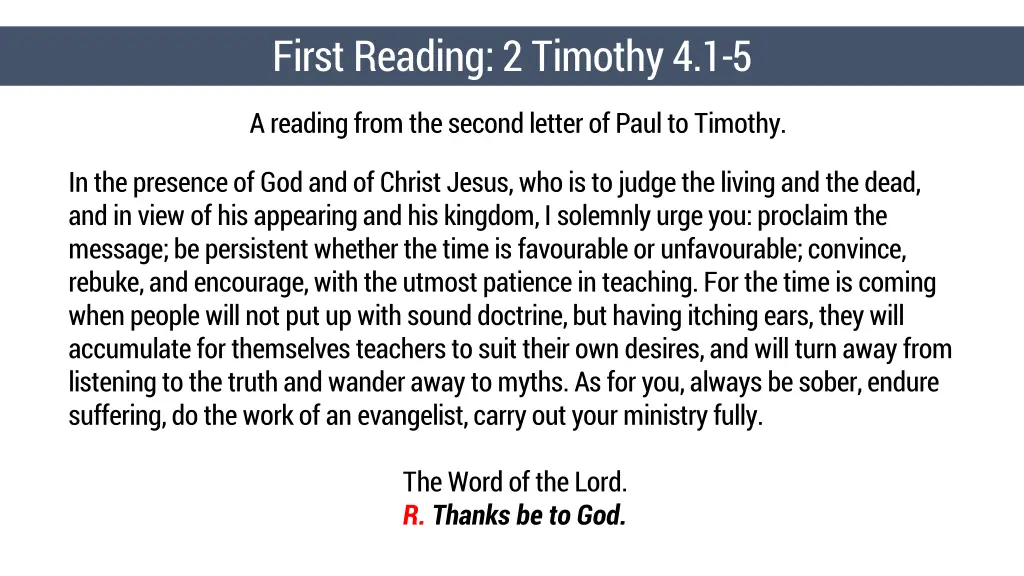 first reading 2 timothy 4 1 5