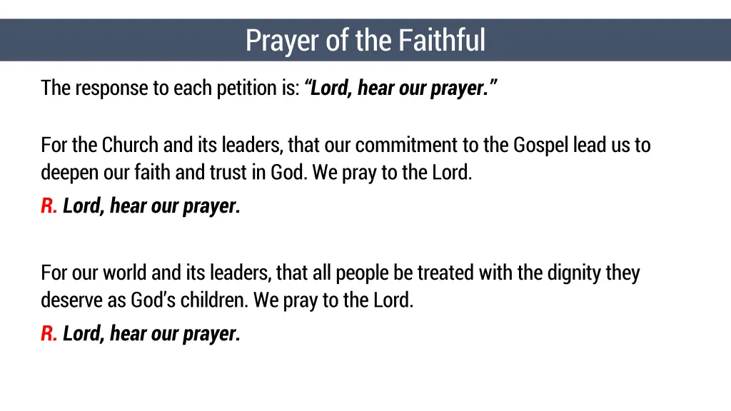 prayer of the faithful