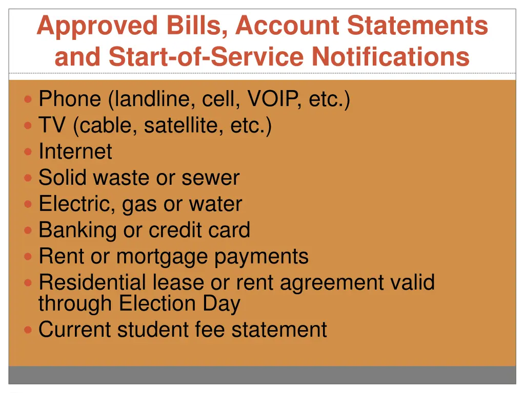 approved bills account statements and start