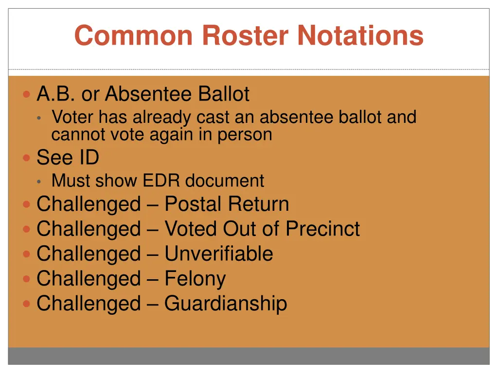 common roster notations