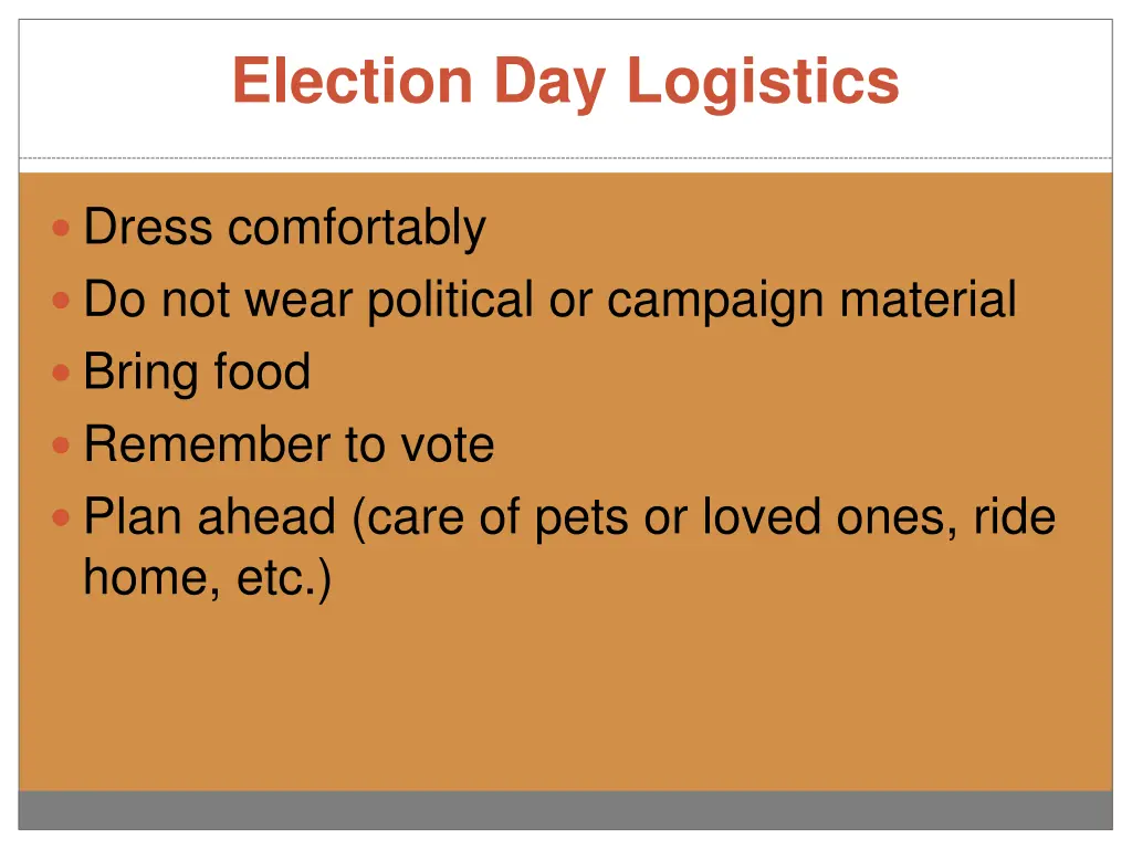 election day logistics