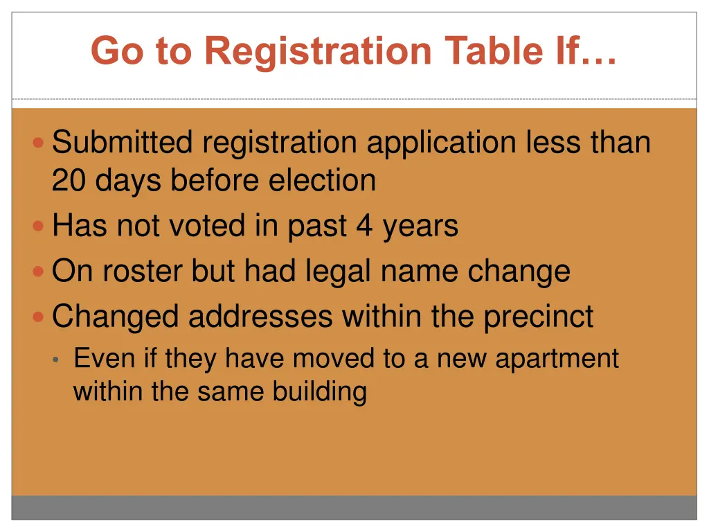 go to registration table if