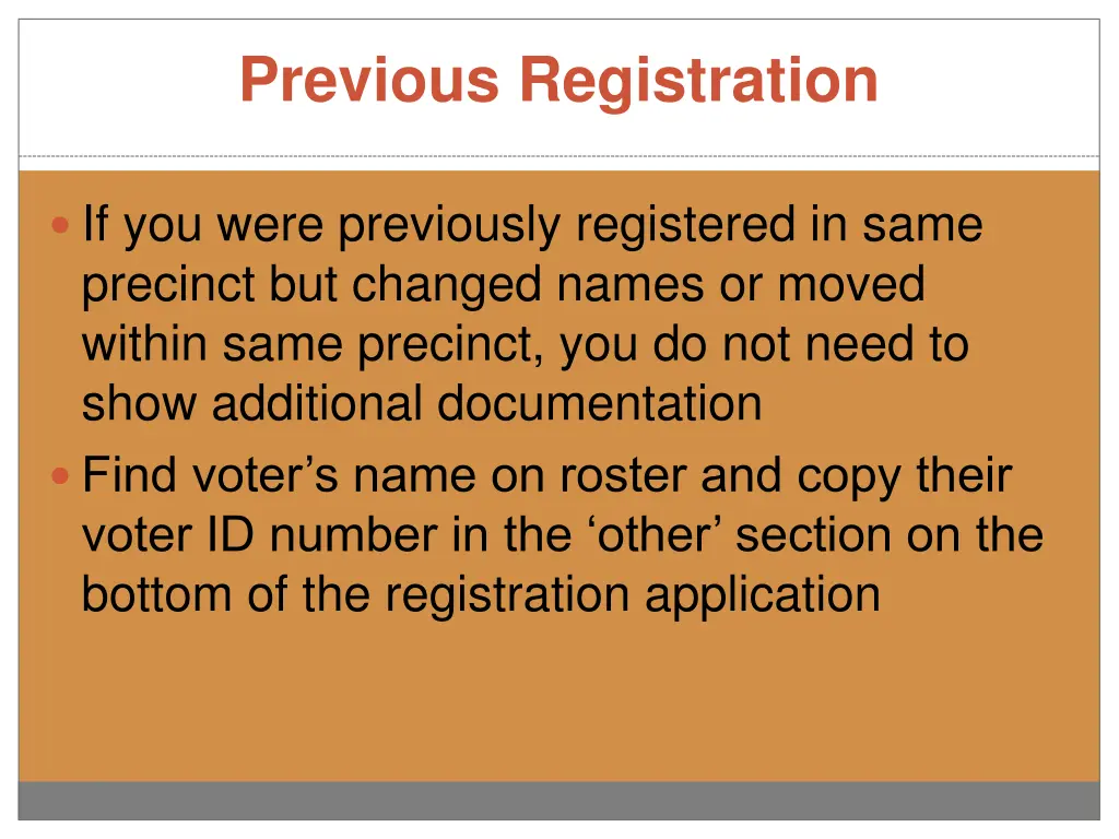 previous registration