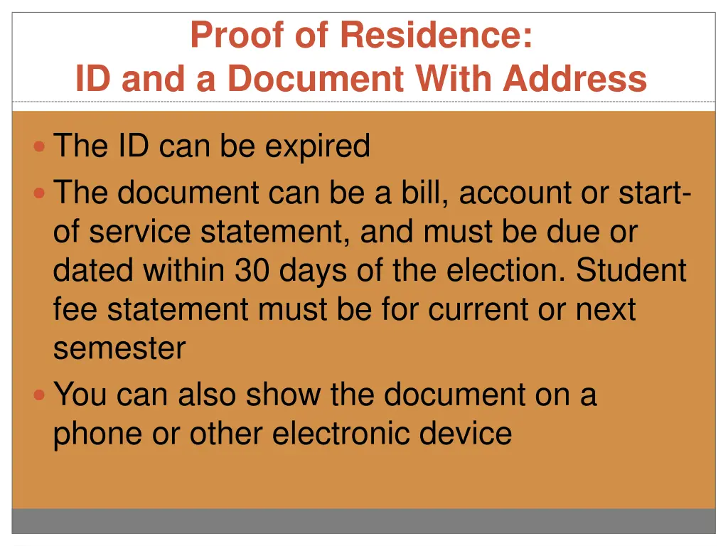 proof of residence id and a document with address